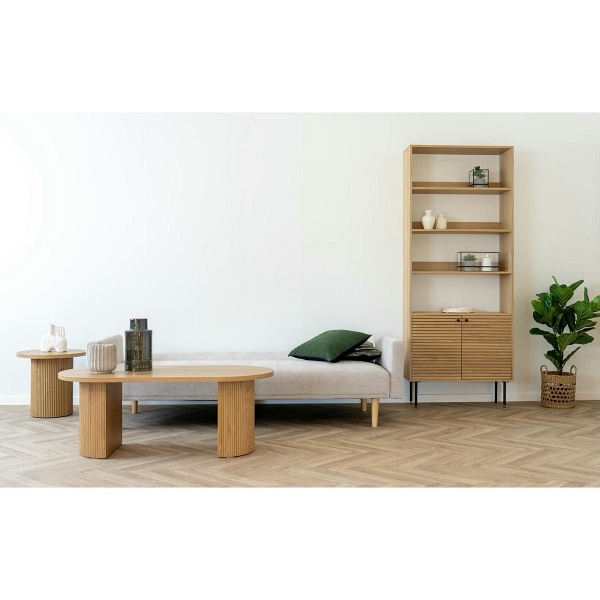 Sofa rozkładana Kells beżowa ciemna/ naturalne nogi - House Nordic ApS