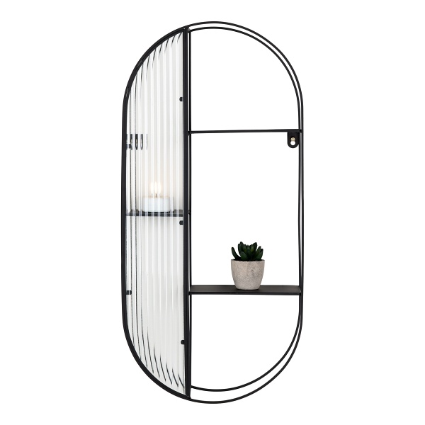 Półka Newcastle 3 poziomy szkło/czarna - House Nordic ApS