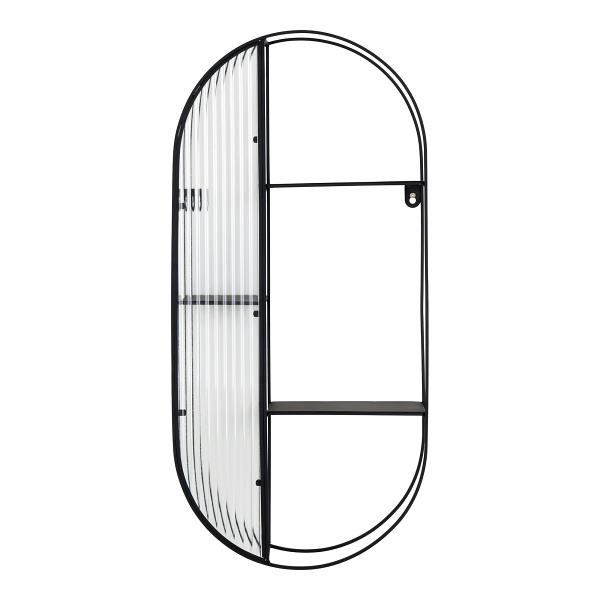 Półka Newcastle 3 poziomy szkło/czarna - House Nordic ApS