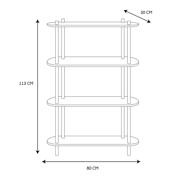 Regał Cobe 4 półki naturalny/czarny - Intesi