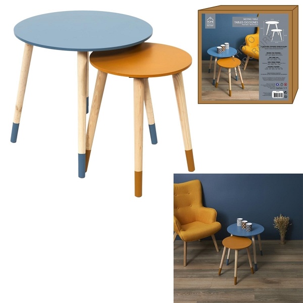Zestaw 2 stolików Trundle niebieski i pomarańczowy - Intesi