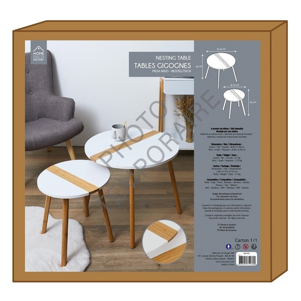 Zestaw 2 stolików kawowych Paraiba biały/naturalny - Intesi