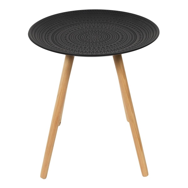 Zestaw 2 okrągłych stolików czarny/naturalny - Intesi