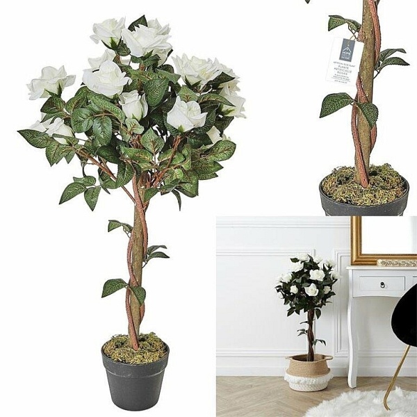 Sztuczna roślina Róża 90cm w donicy - Intesi