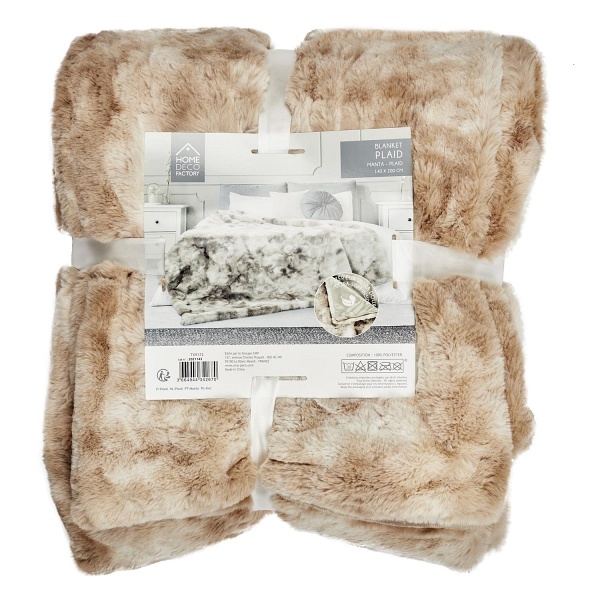 Koc Furry 140x200cm brązowo-kremowy - Intesi