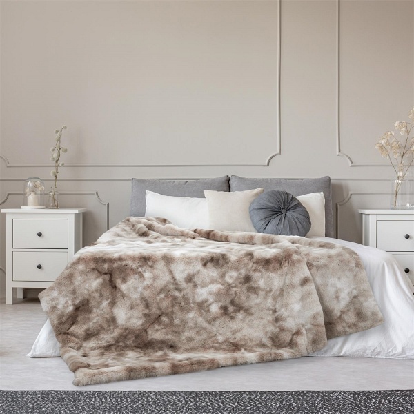 Koc Furry 140x200cm brązowo-kremowy - Intesi