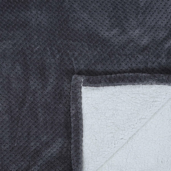 Koc Sherpa szary 180x220cm gruby pikowany - Intesi