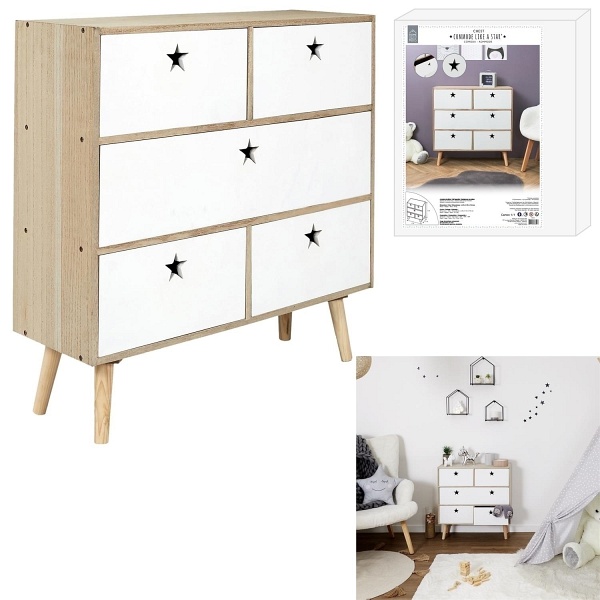 Komoda Etoile biała/ naturalna - Intesi