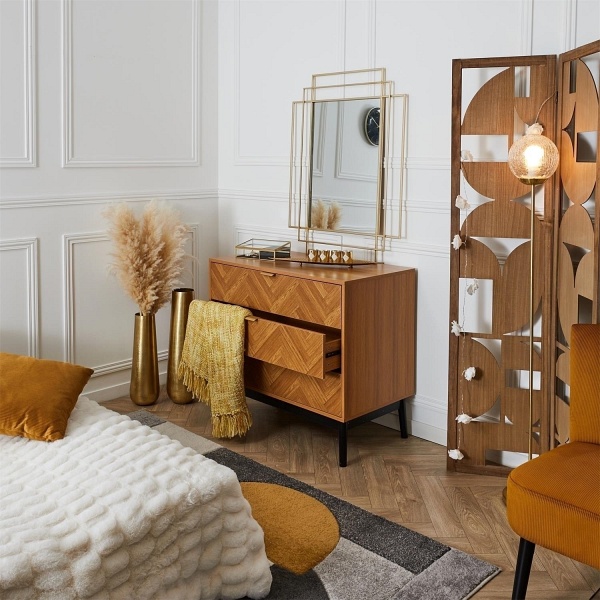 Komoda Felix 3 szuflady jodełka naturalny - Intesi