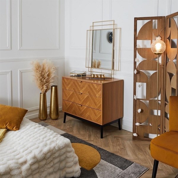 Komoda Felix 3 szuflady jodełka naturalny - Intesi