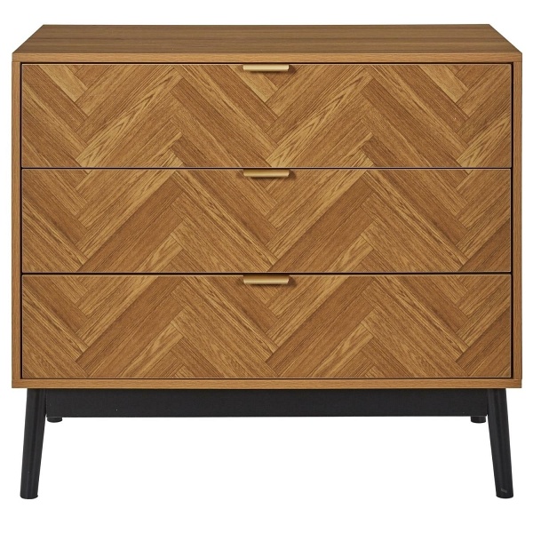 Komoda Felix 3 szuflady jodełka naturalny - Intesi