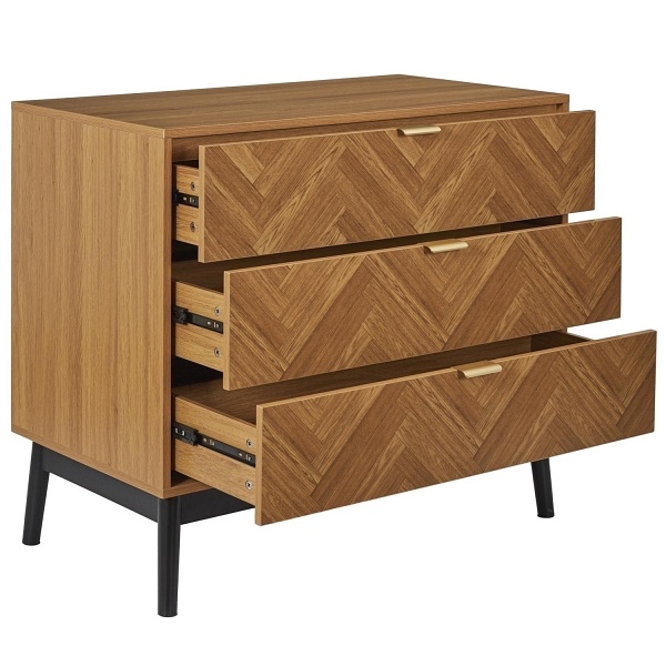 Komoda Felix 3 szuflady jodełka naturalny - Intesi