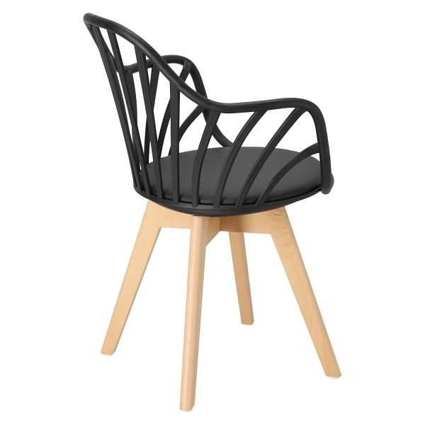 Krzesło Sirena z podłokietnikami czarne - Intesi
