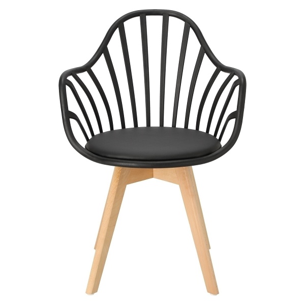 Krzesło Sirena z podłokietnikami czarne - Intesi