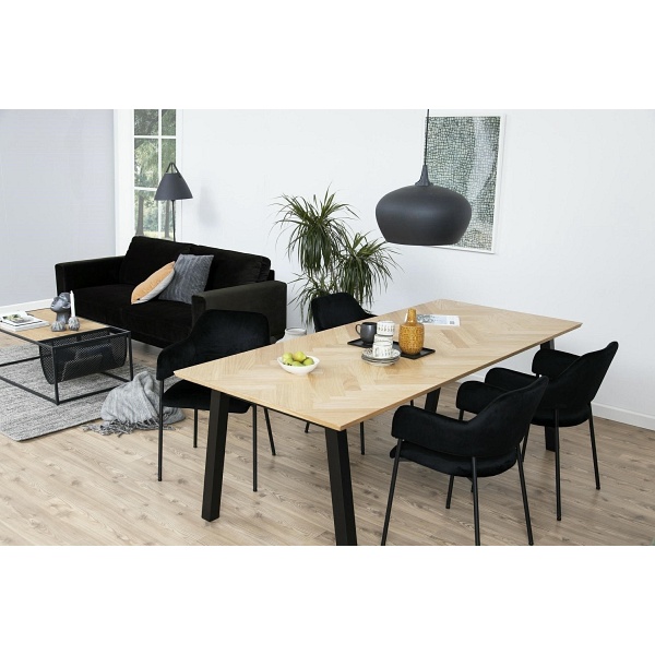 Krzesło Lima welurowe z podłokietnikami czarne - ACTONA