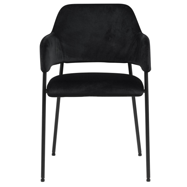 Krzesło Lima welurowe z podłokietnikami czarne - ACTONA