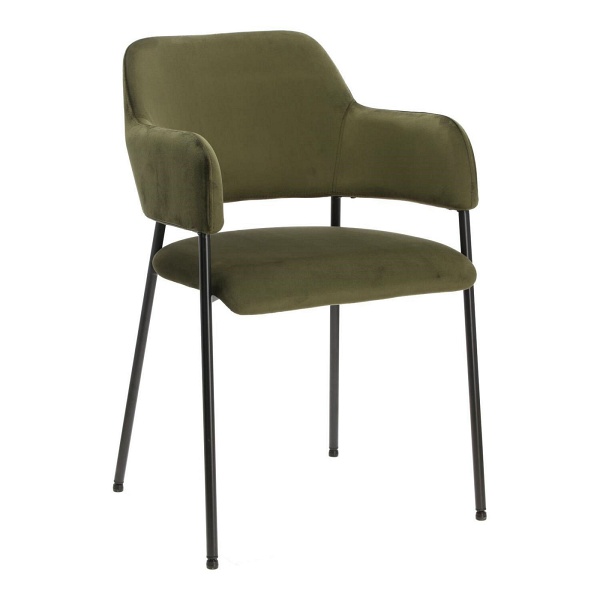 Krzesło Lima welurowe z podłokietnikami zielone - ACTONA