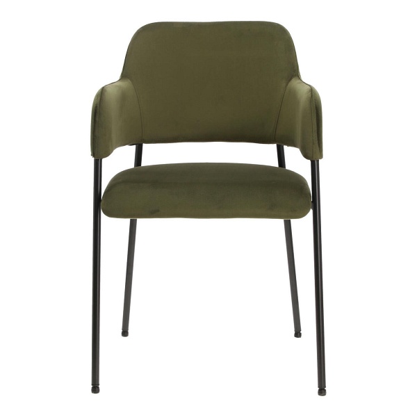 Krzesło Lima welurowe z podłokietnikami zielone - ACTONA