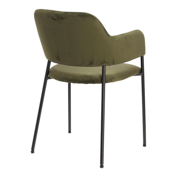 Krzesło Lima welurowe z podłokietnikami zielone - ACTONA