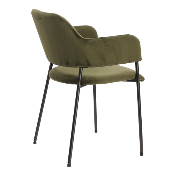 Krzesło Lima welurowe z podłokietnikami zielone - ACTONA