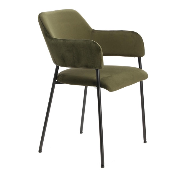 Krzesło Lima welurowe z podłokietnikami zielone - ACTONA