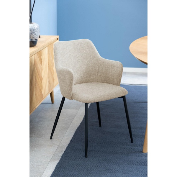 Krzesło Ilsa z podłokietnikami beżowe - ACTONA