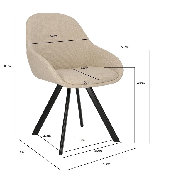 Krzesło Nels beżowe czarne nogi - Intesi