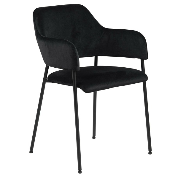 Zestaw 2 krzeseł Lima welurowych z podłokietnikami czarne - ACTONA