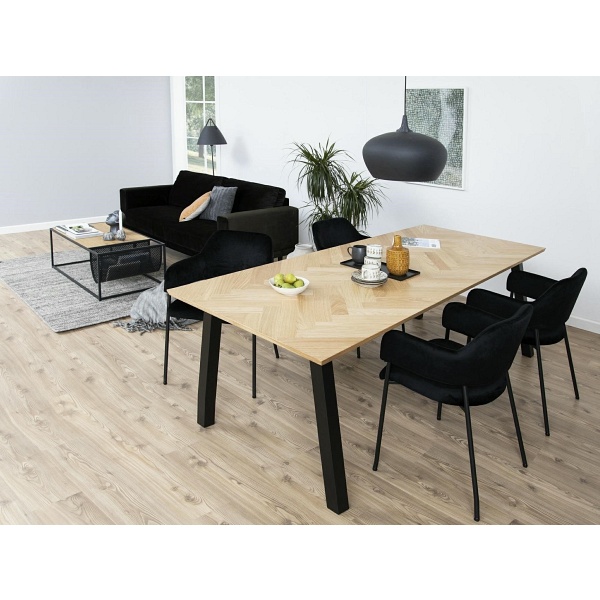 Zestaw 2 krzeseł Lima welurowych z podłokietnikami czarne - ACTONA