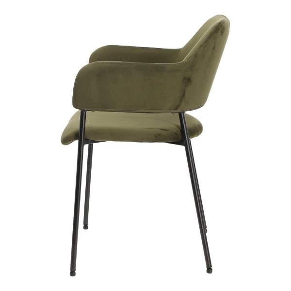 Zestaw 2 krzeseł Lima welurowych z podłokietnikami zielone - ACTONA