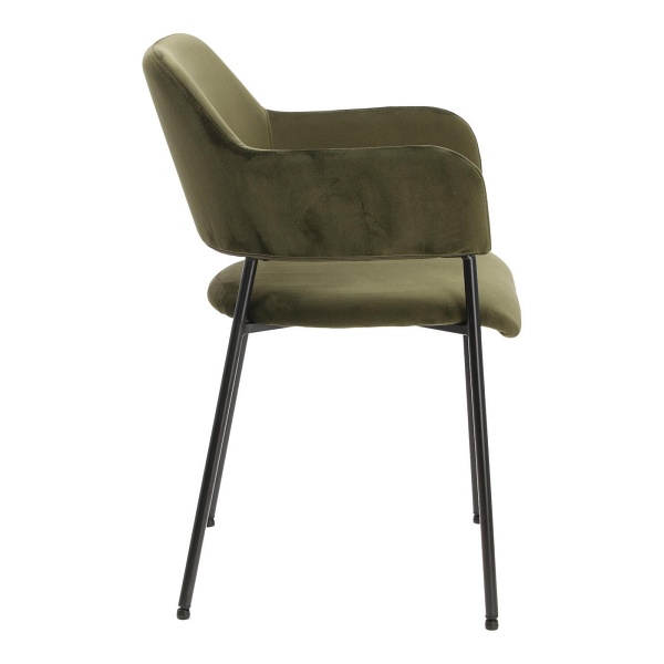 Zestaw 2 krzeseł Lima welurowych z podłokietnikami zielone - ACTONA