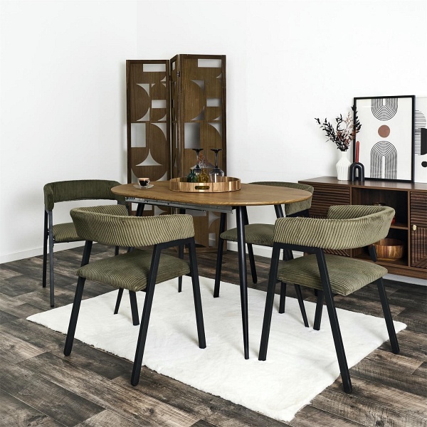 Krzesło Scott oliwkowa zieleń/czarne sztruks - Intesi