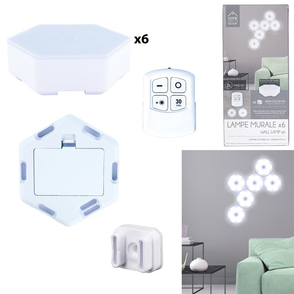 Zestaw 6 lampek ściennych Hexagonal 8,5x7,5cm - Intesi