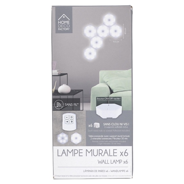 Zestaw 6 lampek ściennych Hexagonal 8,5x7,5cm - Intesi