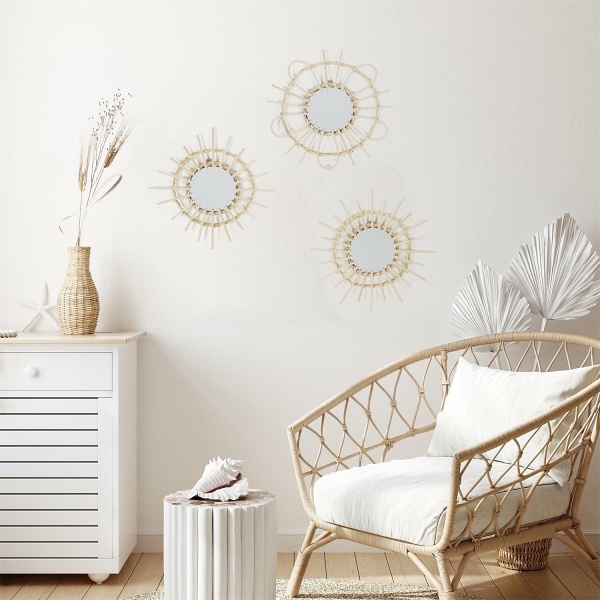 Zestaw 3 luster rattanowych Lipsi - Intesi