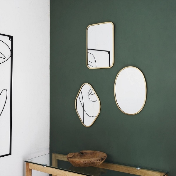 Zestaw 3 luster dekoracyjnych Arcilla złote - Intesi