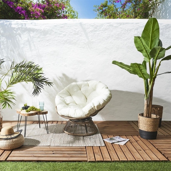 Fotel Nucan biały/ naturalny obrotowy - Intesi