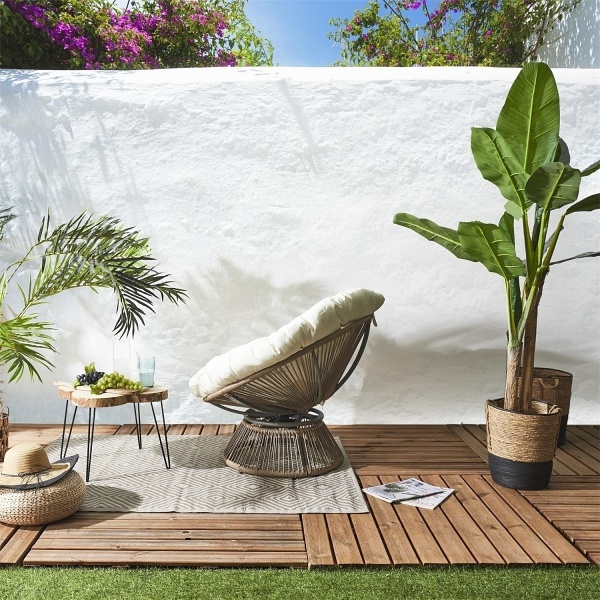 Fotel Nucan biały/ naturalny obrotowy - Intesi