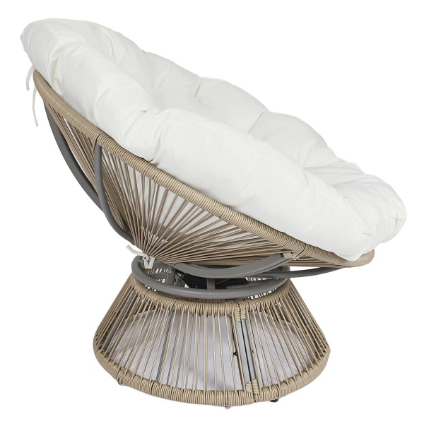 Fotel Nucan biały/ naturalny obrotowy - Intesi