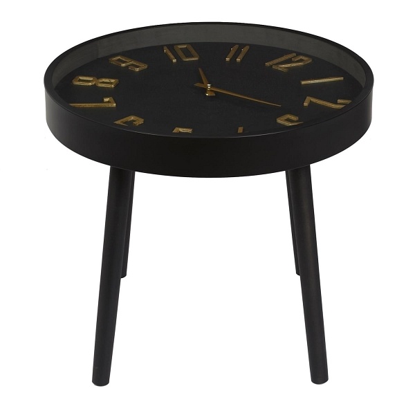 Stolik kawowy Telis czarny z zegarem - Intesi