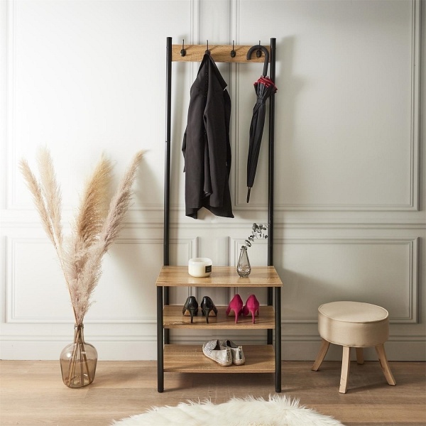 Wieszak Country z 3 półkami naturalny/czarny - Intesi