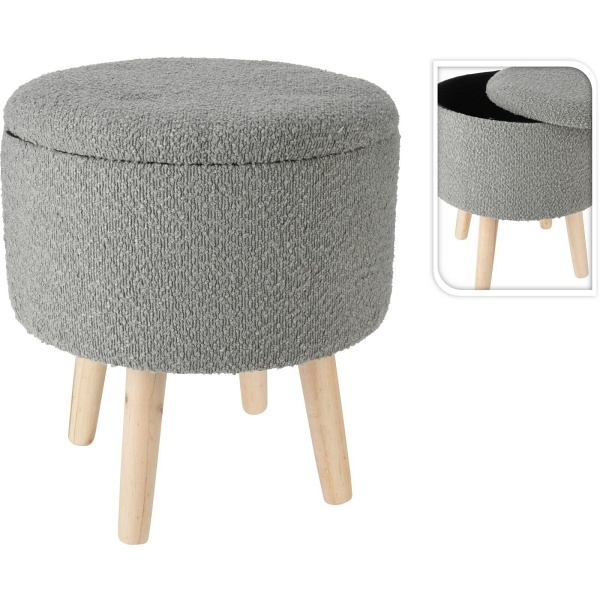 Stołek Neely L ze schowkiem szary jasny - Intesi