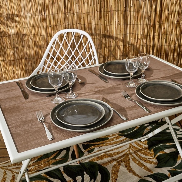 Stół Barcelona z efektem drewna metalowy110x70 - Intesi