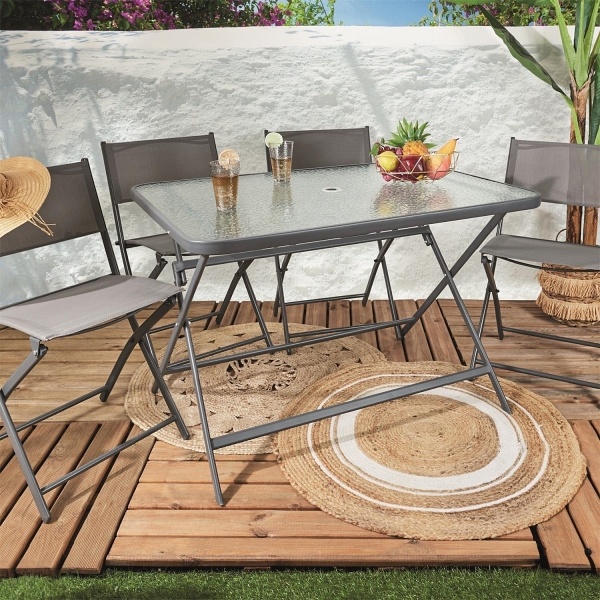 Stół Formentera ze szkła hartowanego szary - Intesi