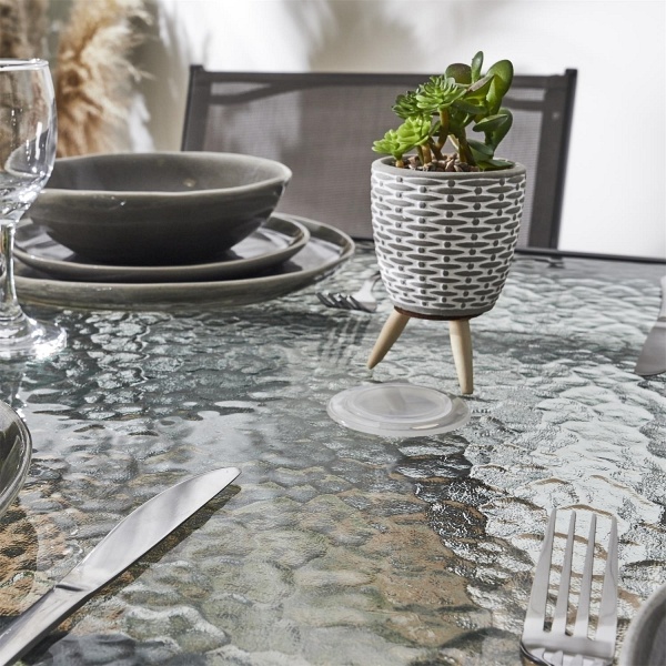 Stół Formentera ze szkła hartowanego szary - Intesi