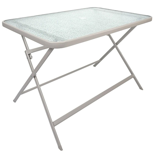 Stół Formentera ze szkła hartowanego beżowy - Intesi