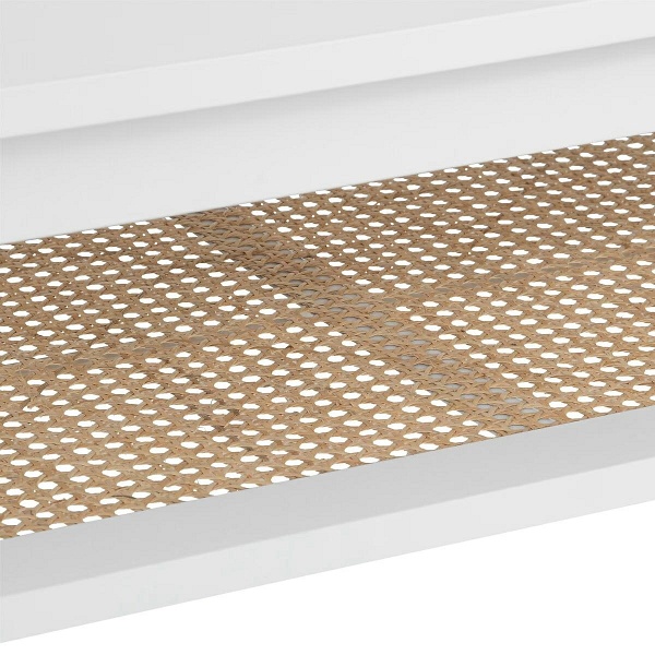 Stolik kawowy Cabras białe drewno/wiklina - Nordivo