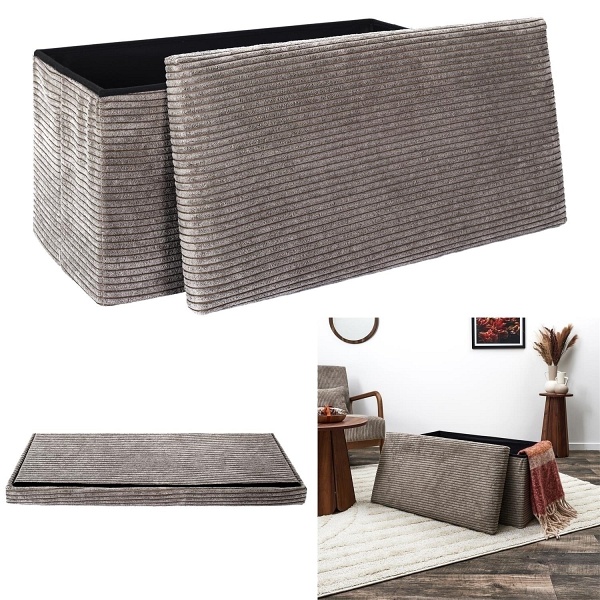 Pufa Medford składana z pojemnikiem szara - Intesi