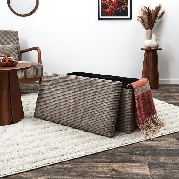 Pufa Medford składana z pojemnikiem szara - Intesi