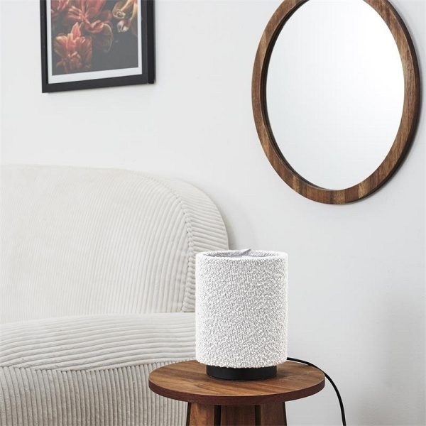 Lampa stołowa z kloszem boucle biała - Intesi